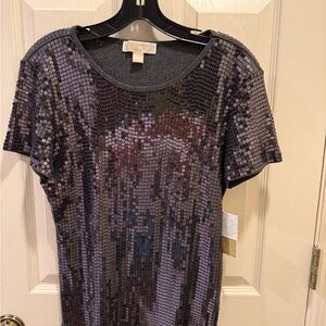 Sequin Embellished Short Sleeve Top